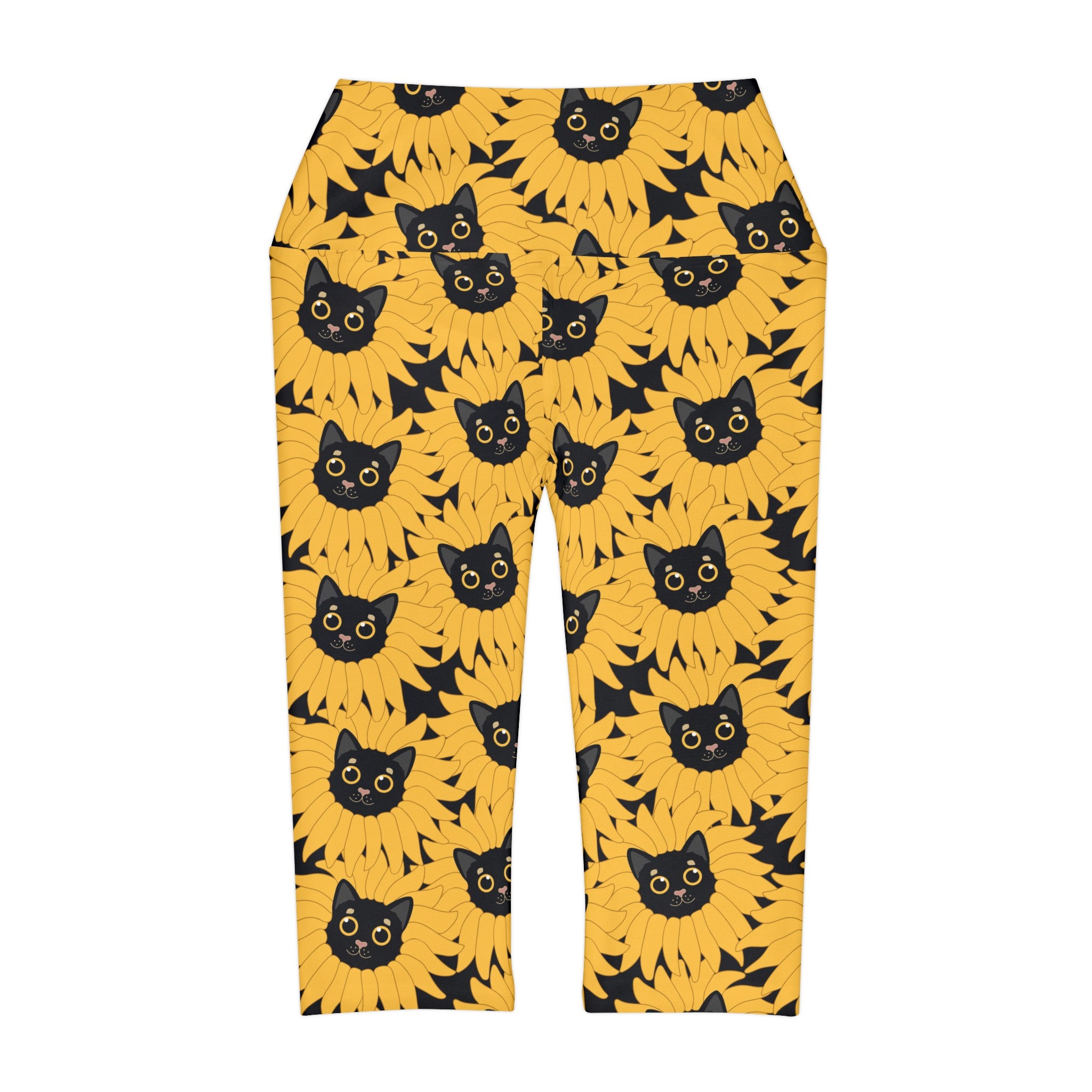 Kitty Sunflower Yoga Capri Leggings